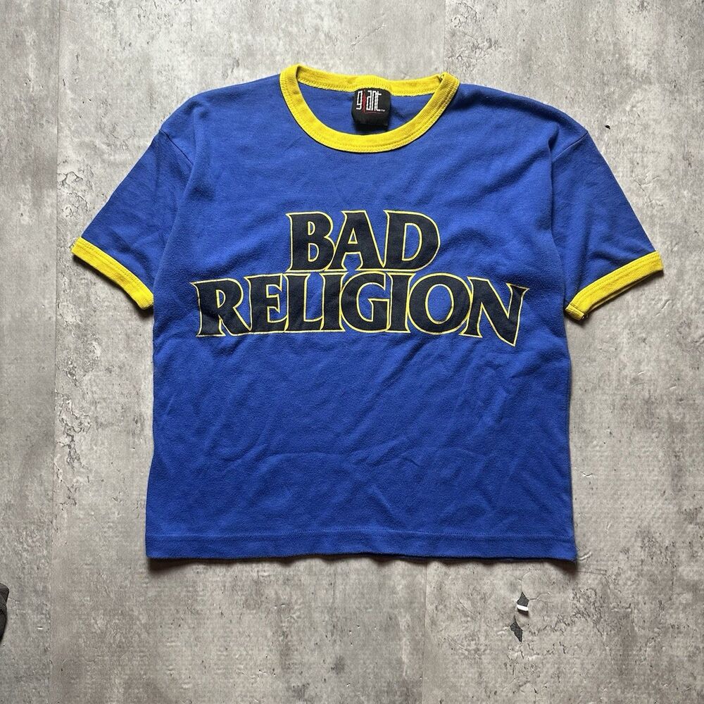 Vintage blue and yellow Bad Religion 90's Ringer Tee size small